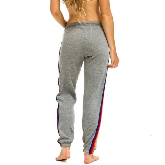 AVIATOR NATION CLASSIC VELVET STRIPES SWEATPANTS - HEATHER GRAY size s - Picture 3 of 9